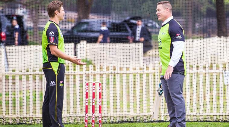 ‘Only the best bats for this Champion’: Shane Watson plays cricket with John Cena