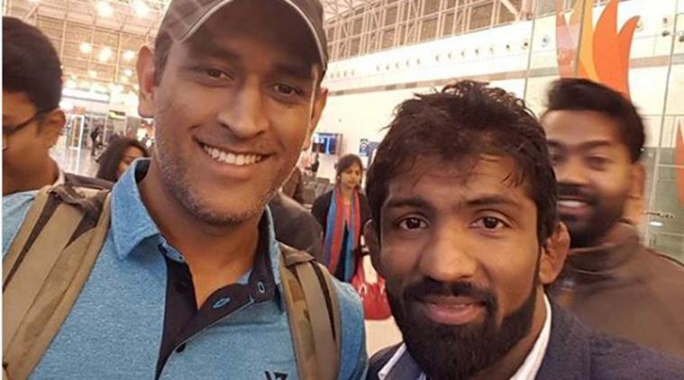 MS Dhoni back from Kashmir, bumps into another Indian sports star at airport